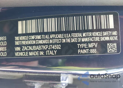 2019 Jeep Renegade Sport 4X4 из США, поврежденный, VIN ZACNJBAB7KPJ74592